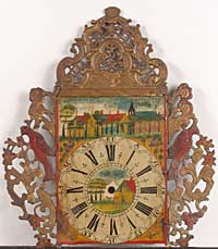 Painted metal clock face, iron and lead, condition: before conservation and restoration